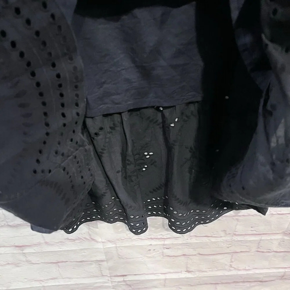 Monsoon Off The Shoulder Embroidered Maxi‎ Dress Cotton Navy Ruffle Size Large - Picture 9 of 11